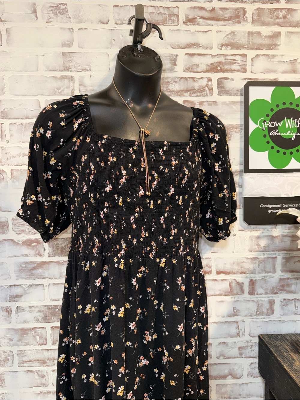 Maurices Black Floral Side-Slit Maxi dress XXL